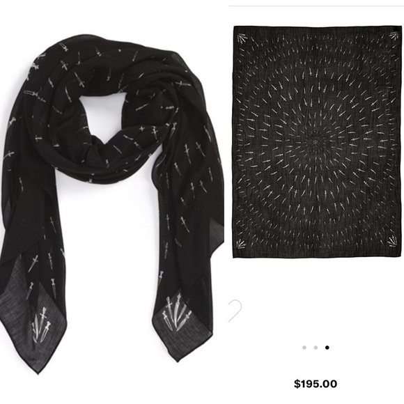 rag & bone Accessories - Rag & Bone Dagger Print Black Wool Scarf Wrap
